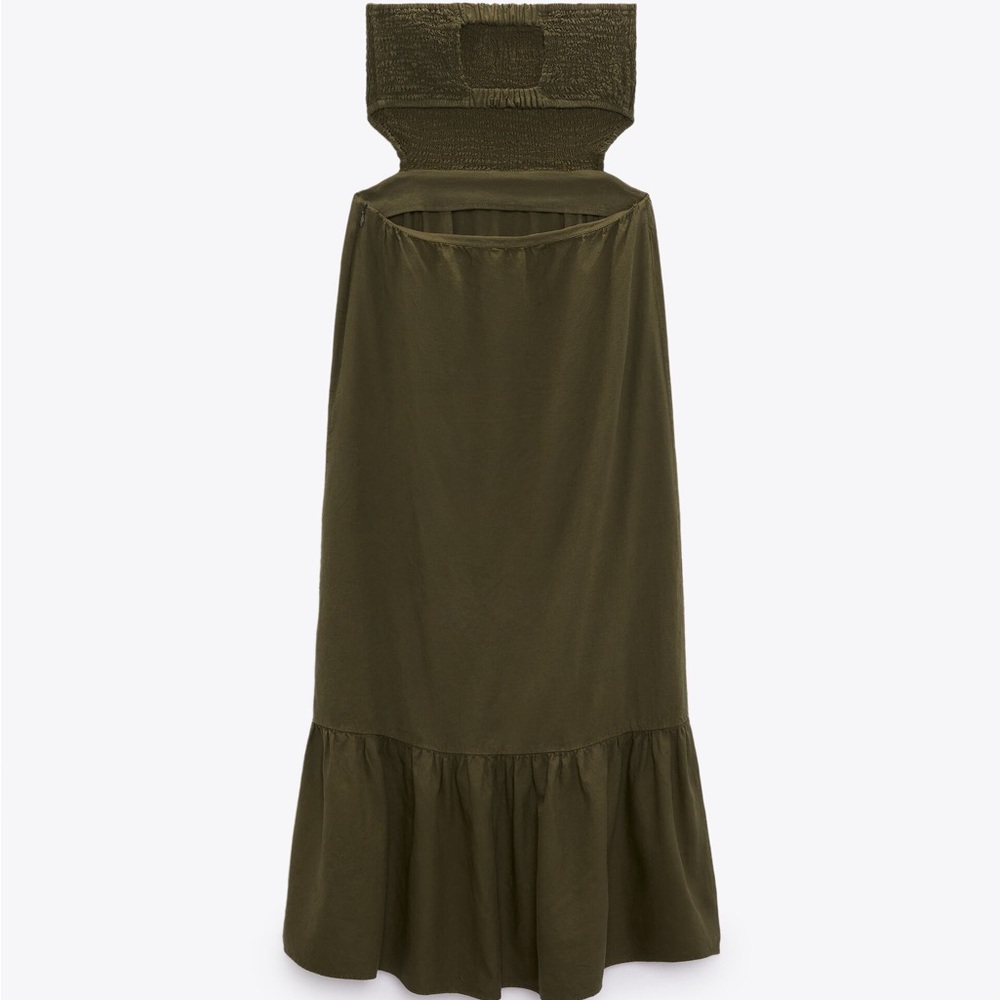 Zara Linen Blend Smocked Dresss